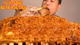 BEEF RIBS IN CHILI GARLIC  FALL OF THE BONES  MUKBANG ASMR [upl. by Yasnil]