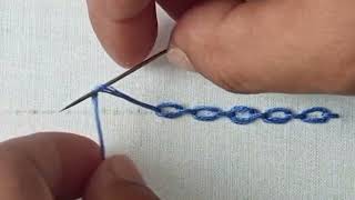 cable chain stitch basic hand embroidery tutorial [upl. by Amocat]