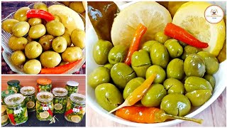 GREEN OLIVES IN BRINE How to make homemade olives [upl. by Ardekal]