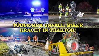 Tödlicher Unfall Biker kracht mit hoher Geschwindigkeit in Traktor  Motorrad geht in Flammen auf [upl. by Bhatt]