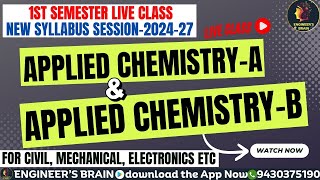 L  23 APPLIED CHEMISTRY  A amp B LIVE CLASS FOR CIVIL MECH ECS biharpolytechnic sbte [upl. by Retswerb539]