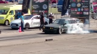 BMW E30 325i Touring Turbo vs Tesla Model S P85D 14 mile drag race [upl. by Relly]