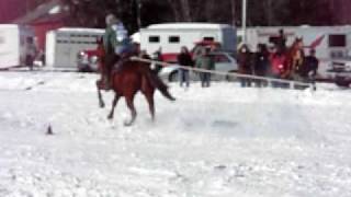 Ski jumper races pulled by galloping horse [upl. by Florry10]