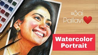 Realistic watercolor portrait drawing painting with camel watercolors saipallvi [upl. by Annairb]