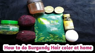 Dye Burgundy hair color at home how to make nupur Henna at homeGlowing Beauty Tips [upl. by Audrye492]