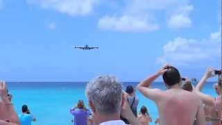 Amazing Landing at Princess Juliana Airport St Maarten KLM ASIA [upl. by Sahcnip]