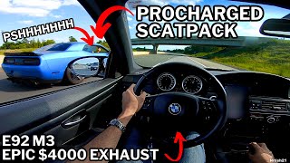 INSANELY LOUD E92 M3 Humbled By SC Challenger F90 M5 [upl. by Aicilev]