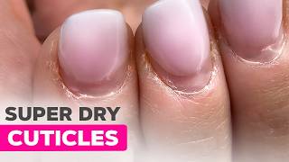 Efile Manicure for Overgrown Cuticles  Encapsulated Glitter French Tips [upl. by Feodore]