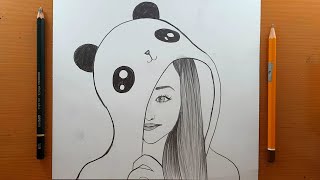 Come disegnare una ragazza panda  Disegno di una ragazza matita facile  How to Draw Panda Girl [upl. by Natasha]