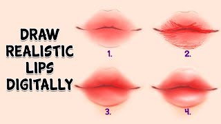 How To Draw Realistic Lips Digitally  Step by Step Tutorial  Follow Along [upl. by Kappenne972]