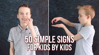 50 Simple Signs in British Sign Language for Kids by Kids [upl. by Tirrej437]