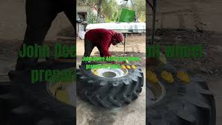 John Deere 4450 front wheel prep for yellow paint 🤠 farm johndeere paint agriculture [upl. by Tollman]