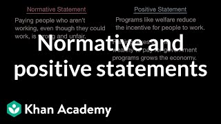 Normative and positive statements  Basic economics concepts  AP Macroeconomics  Khan Academy [upl. by Leno]