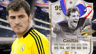 ¿SERÁ DE LOS MEJORES PORTEROS DEL JUEGO 95 Iker CASILLAS Greats of the Game SBC PLAYER REVIEW [upl. by Schear980]