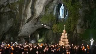 Procession Mariale aux flambeaux at the Grotte de Massabielle in Lourdes  31 October 2024 [upl. by Verne]