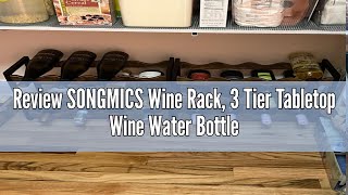 Review SONGMICS Wine Rack 3 Tier Tabletop Wine Water Bottle Organizer Storage Large Capacity Holds [upl. by Harbard]