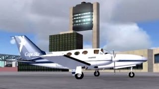 FSX Cape Air C414 Departs Boston with ATC BVATC [upl. by Atinnor98]