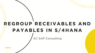 Regroup of Receivables and Payables  FAGLF101  AC SAP Consulting [upl. by Alene]