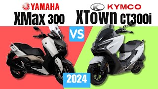 Yamaha XMAX 300 vs Kymco XTown CT300i  Side by Side Comparison  Specs amp Price  2024 [upl. by Dilaw975]