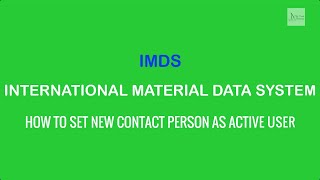 IMDS Tutorial  How to Set Contact Person as Active User [upl. by Matthus]