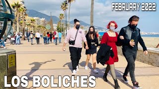 LOS BOLICHES FUENGIROLA MALAGA SPAIN LATEST BEACH WALK IN FEBRUARY 2022 4K [upl. by Irehc]