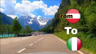 Driving from Austria to Italia starting from Sillian to Cortina  mountain road [upl. by Akienat]