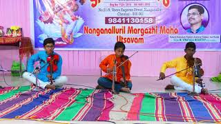 BRAHMAM OKATE  VIOLIN  SAI FINE ARTS  MARGAZHI MAHA UTSAV 201819 [upl. by Airotahs]