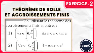 Exercices Corrigés Dérivabilité  Théorème de Rolle et Accroissements finis  2 BAC SM  EX 2 [upl. by Katie]