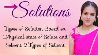 Types of Solution Based on 1Physical state of solute and Solvent 2Types of Solvent [upl. by Amikat304]