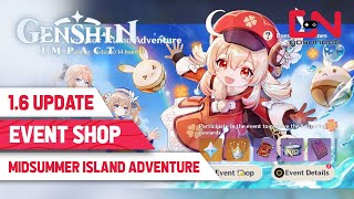 Genshin Impact 16 Update New Event Shop  Midsummer Island Adventure [upl. by Dub636]