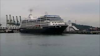 Azamara Journey SailAway From Singapore with Horn 14 Jan 2018 [upl. by Schellens364]