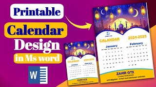 Printable calendar design in Ms word  Ms word calendar design 2024 [upl. by Ramirolg]