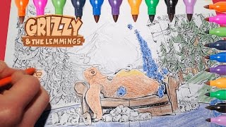 Grizzy And The Lemmings Be Creative With Coloring Book New Cartoon Network Boomerang Games [upl. by Pulchi432]