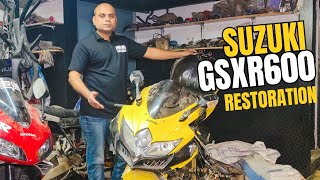 Complete Restoration Of Suzuki GSXR 600 At Redline Bespoke MC Works [upl. by Yvehc]