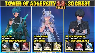 Tower of Adversity 13 Phase 3  30 Crests  Rover Jinhsi Jiyan  Wuthering Waves [upl. by Arehsat]