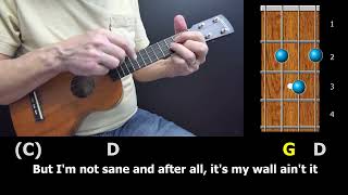 Hole in the Wall Alan Jackson  Ukulele StrumAlong with Chords amp Lyrics [upl. by Otecina]