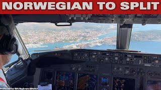 Norwegian 737 Cockpit  Oslo  Split  Out Of One Of Europes Finest Airports  Flightdeck [upl. by Arytas130]