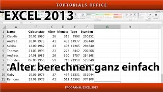 Alter Berechnen in Excel Jahre MonateTage Stunden Minuten [upl. by Nelle]