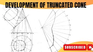 Surface development of truncated cone  engineering drawing [upl. by Ylas]