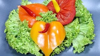 022 Free vegetable carving course pepper anthurium  Darmowy kurs carvingu anturium z papryki [upl. by Razatlab]