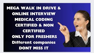 MEDICAL CODING FRESHERS  CERTIFIED AND NON CERTIFIED JOBS youtube [upl. by Otineb]