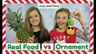 Real Food vs Ornament Challenge  Jacy and Kacy [upl. by Fons665]