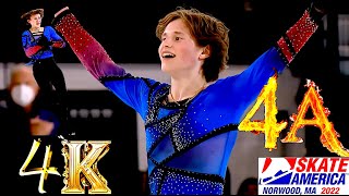 Ilia MALININ🇺🇸🥇Free Skate 2022 Skate America 1st ISU Competition Quadruple AxelInterview NBC4K [upl. by Markus]