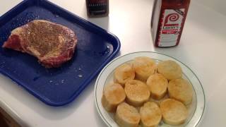 Weber Spirit Gas Grill Ribeye Steak and Grilled Bread [upl. by Woodberry]