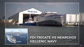 FDI Frigate Hellenic Ship Nearchos was Launched into the Scorff River [upl. by Llenej]