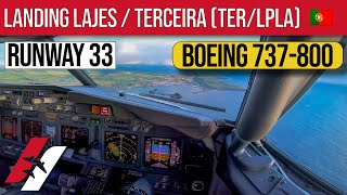 Beautiful scenic landing in Lajes Portugal Boeing 737800 Cockpit View 4K [upl. by Razal895]