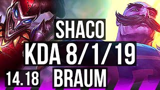 SHACO amp KaiSa vs BRAUM amp Lucian SUP  8119 Dominating Rank 11 Shaco  EUW Master  1418 [upl. by Lluj]