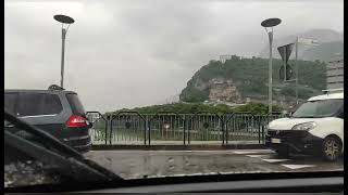 trento Italy Car drive  via maccani via Fabio filzi raining [upl. by Davie633]