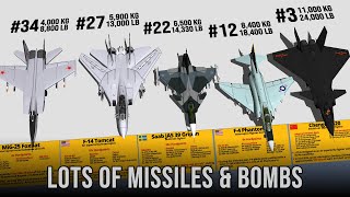 Fighter Aircraft with Most Missiles and Bombs Weapon Payload Comparison 3D [upl. by Pani]