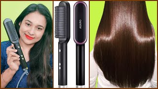 OneStroke HairStraightening Comb On 2 Hair TypesTiktok Viral Hair Straightening Comb [upl. by Brear]